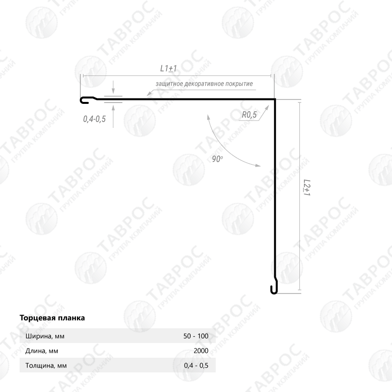 Планка торцевая Zn 2000*50