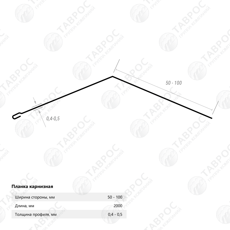 Планка карнизная Гладкий полиэстер RAL 9005 (Глубокий черный) 2000*50